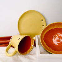 Zestaw naczyń ceramicznych "Gwiazdki" kolor żółty
