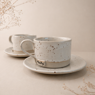 Filiżanka ceramiczna z talerzykiem „Mgła” 130 ml 