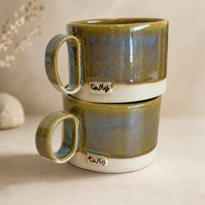  Duży kubek ceramiczny 300 ml „Leśna Mgła” zielony