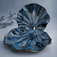 Patera ceramiczna 26 cm "Muszla" niebieska