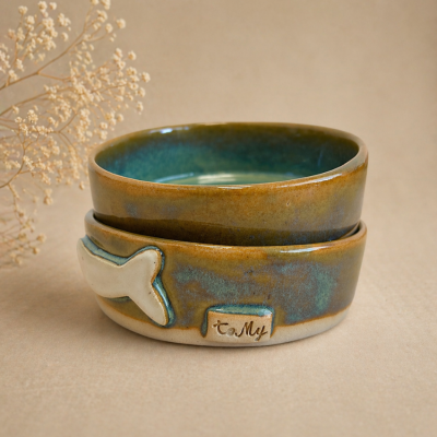 Ceramiczna miska dla kota  11 cm - zielona