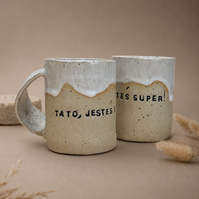 Kubek ceramiczny " Tato, jesteś super" beżowy