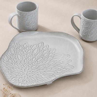 Duża patera ceramiczna biała 34 cm "Dalia"